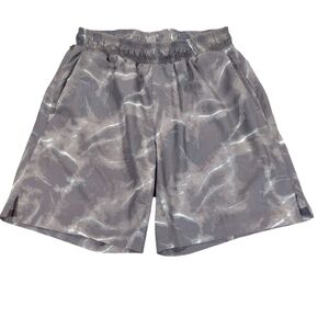 ALL IN MOTION Men's Shorts. Patterned in Gray, White, and Blue. Size: N/A.